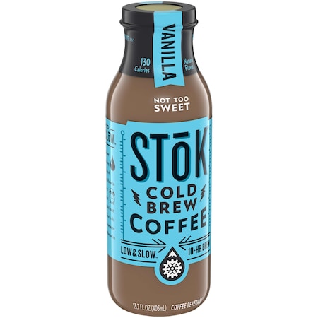 Stok Stok Not Too Sweet Cold Brew Vanilla Iced Coffee 13.7 oz. Bottle, PK12 105578